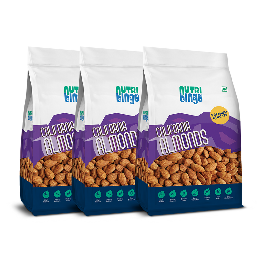 Nutri Binge California Almonds 500g (Pack of 3)